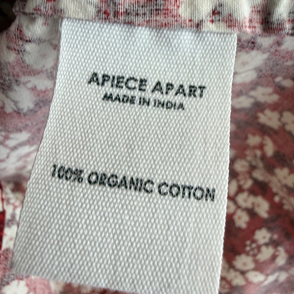 Apiece Apart Mitte Blouse Women S Red Floral Organic Cotton Puff Sleeve Top - Picture 9 of 11